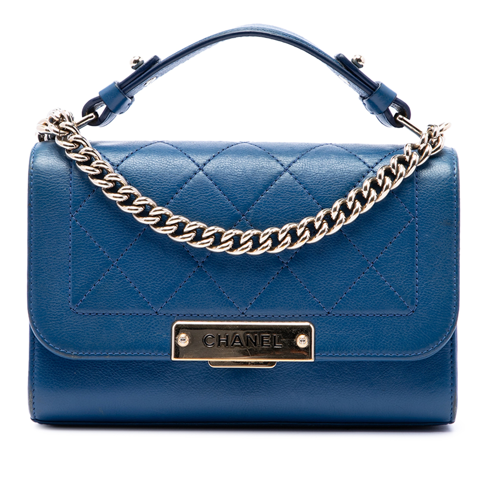 Pre-Loved Chanel Small Quilted Grained Calfskin Label Click Flap